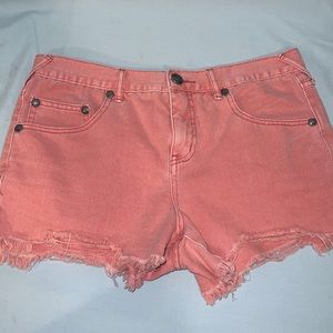Free People Faded Pink/ Raw Hem Shorts